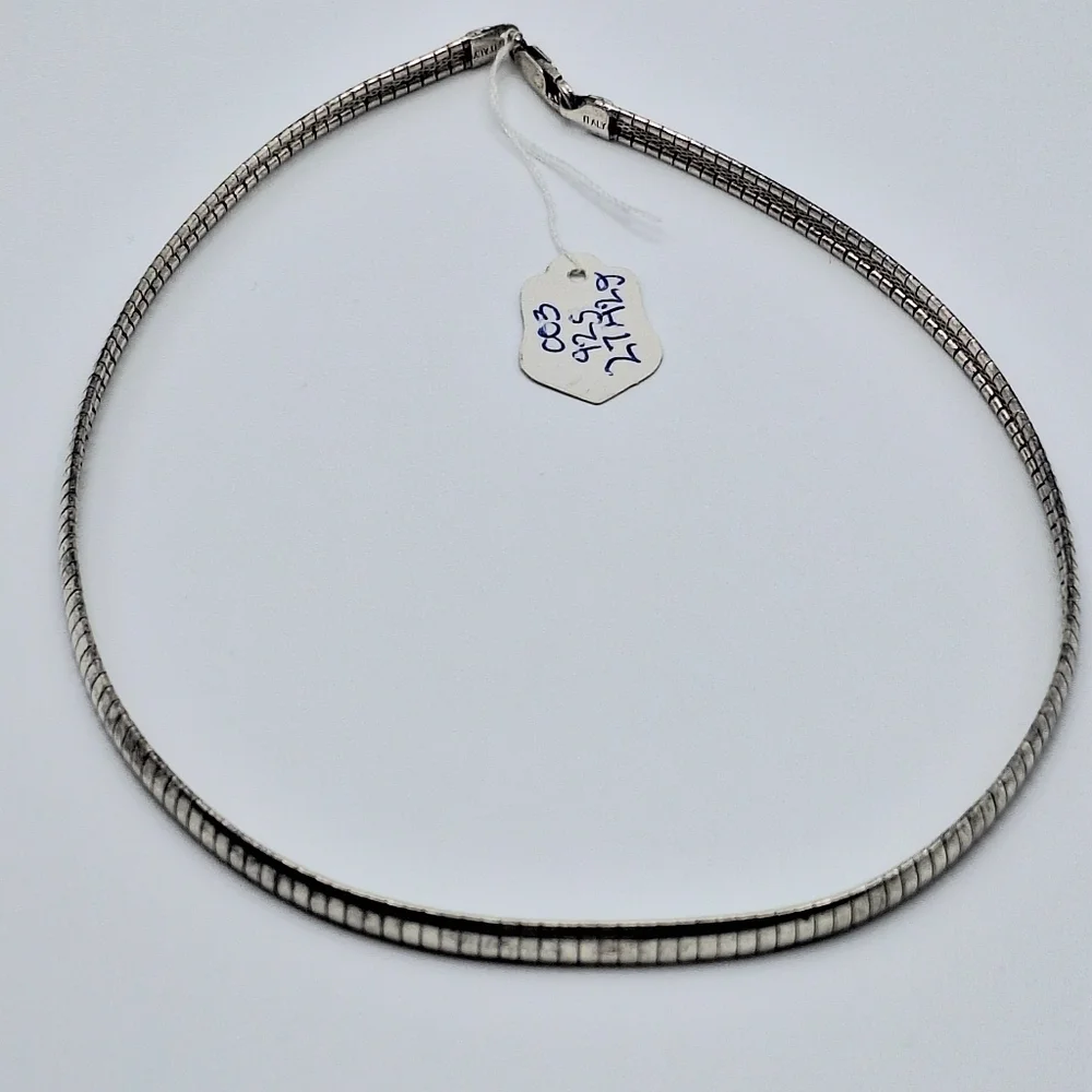 Vtg Sterling Silver 925 Italy Omega Panel Choker Collar Necklace 27.4g 16" 6mm - Picture 7 of 12